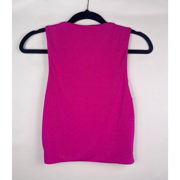 Naked Wardrobe Ruched Front Crop Top in Fuchsia Size 1 Small - Picture 4 of 7